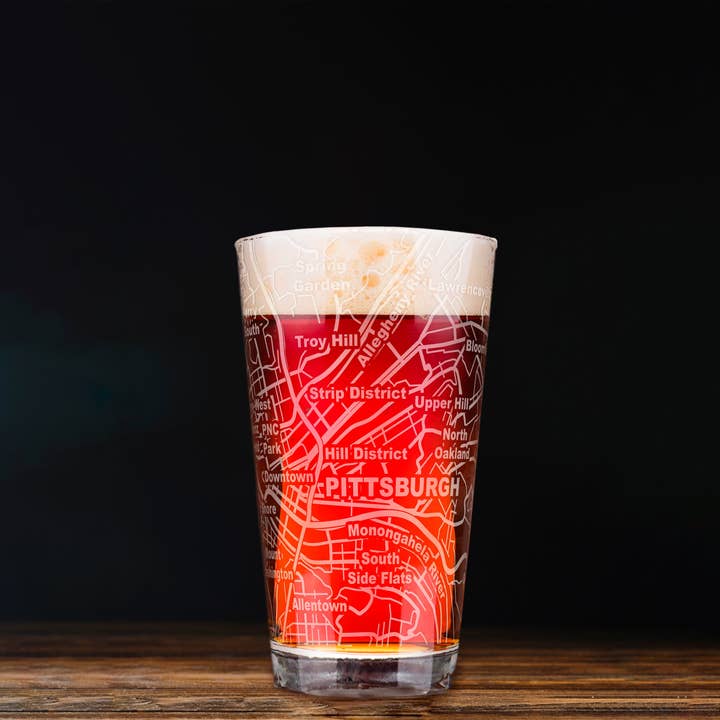 Greenline Goods - Wholesale Beer Glass/Mug - Pittsburgh City Grid Beer Glasses3