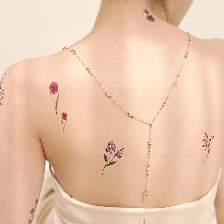 PAPERSELF - Wholesale Temporary Tattoo - Flowers and Berries Temporary Tattoos Stickers