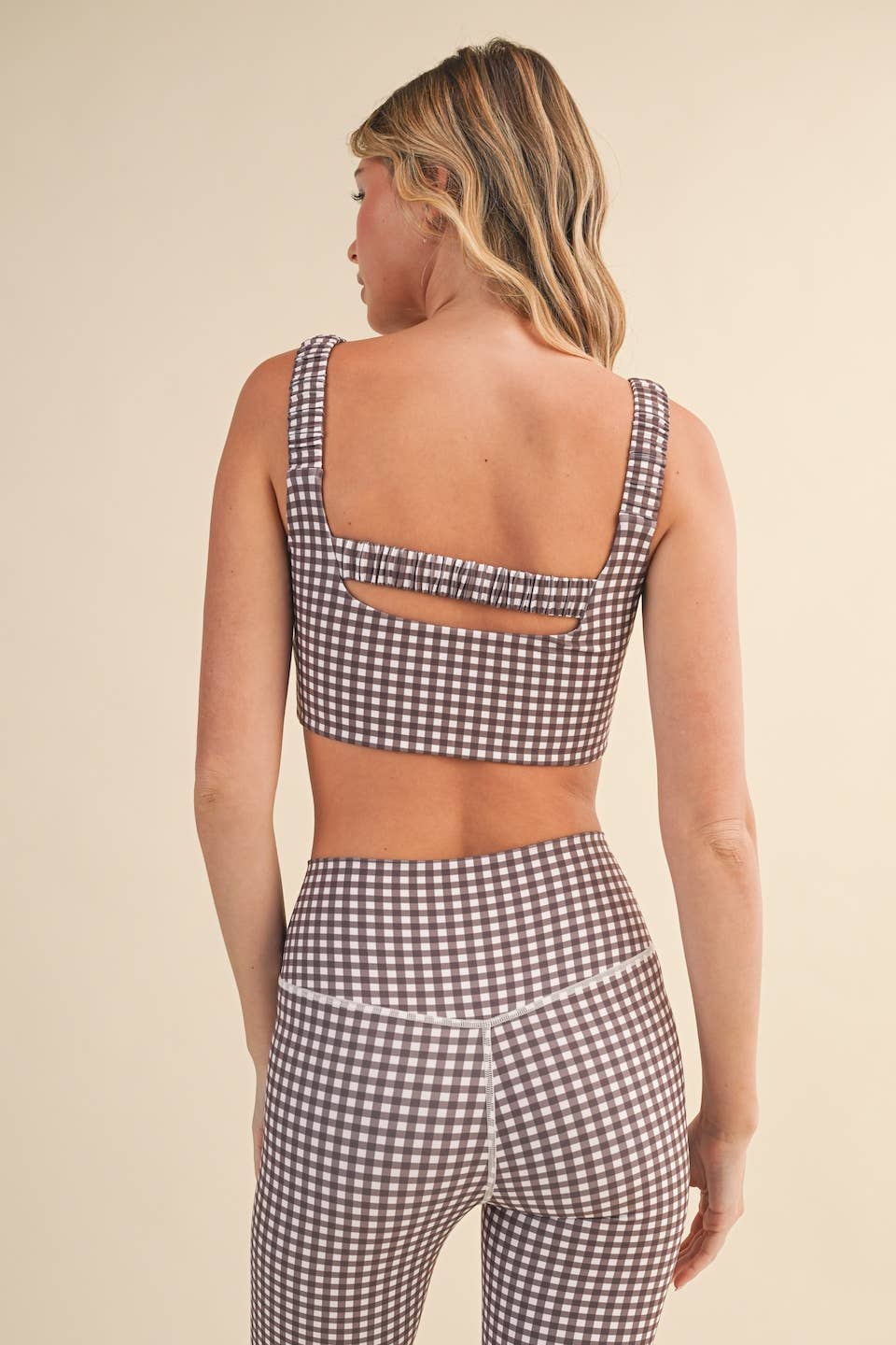 KIMBERLY C - Wholesale Sports Bra - Women's - Gingham Print Ruched Bra Top67