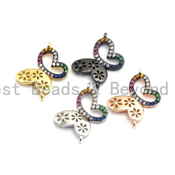 CUTE Colorful CZ Micro Pave Butterfly Connector for Bracelet/Necklace, Link Connector, Spacer Connector, 12x15mm,sku#E421 for wholesale by BestBeads&Beyond