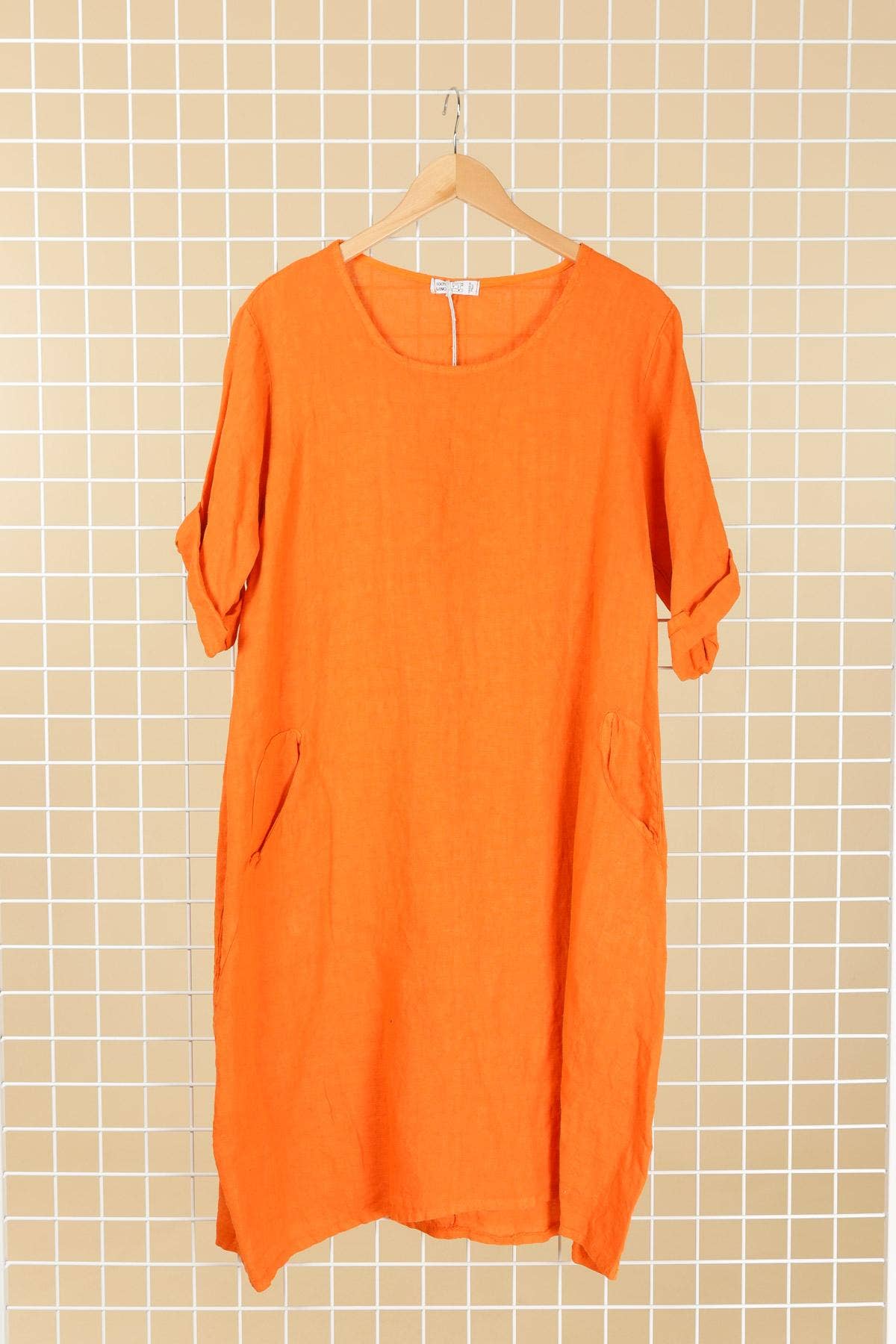 la maison des fibres naturelles - Wholesale Dress - Women's - Round neck dress in 100% linen 67615