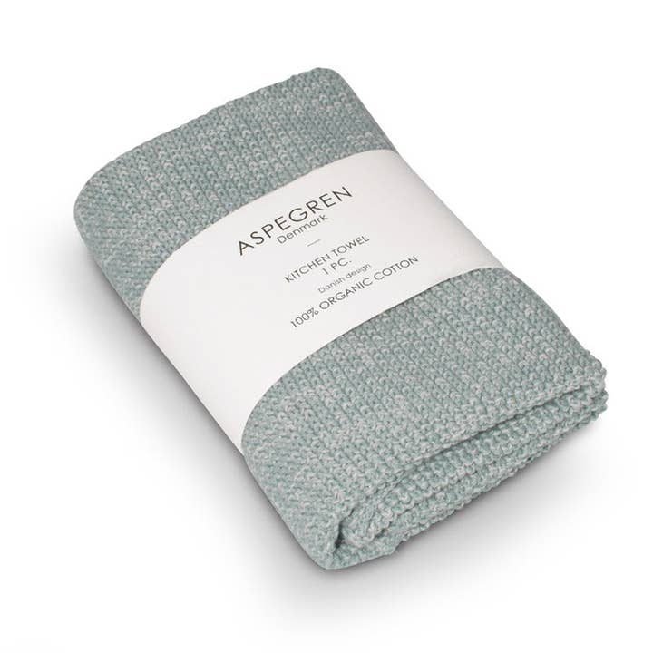 Kitchen Towel - 100% Organic - Knitted - Seagreen Light for wholesale by Aspegren Denmark