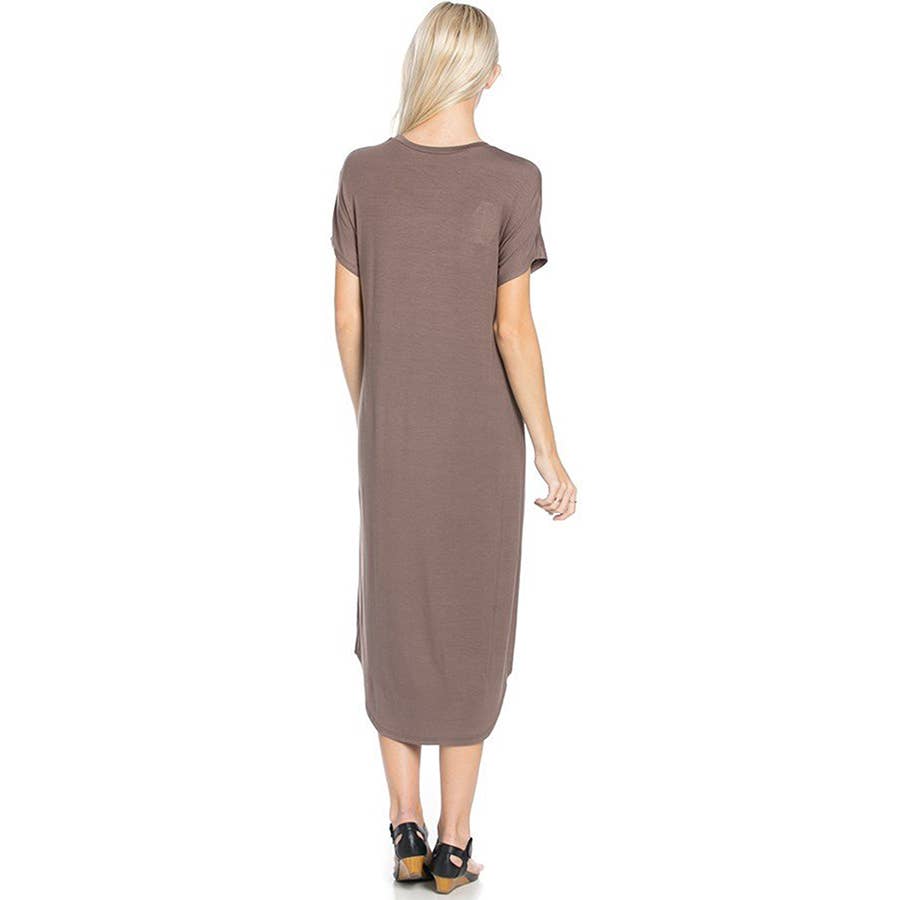 Azules Clothing - Wholesale Dress - Women's - ADM-8252RS Loose fit Crew Neck Hem Midi Dress26