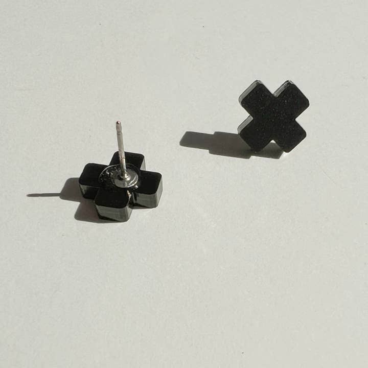 Mingled – wholesale Stud/post earrings – Black Cross Stud Earrings - Small Cross Earrings, Minimalist1