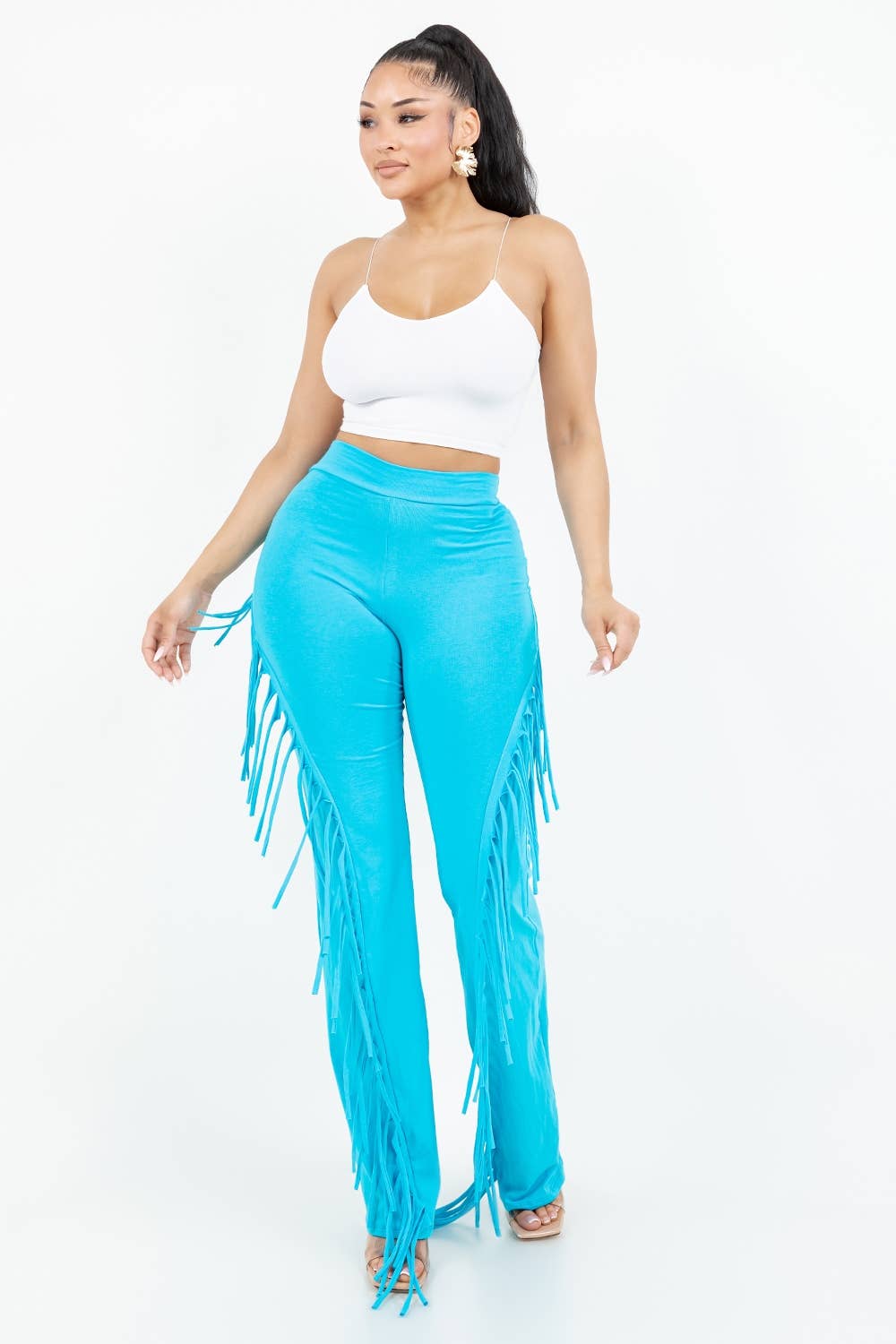 Uptown Apparel - Wholesale Pants - Women's - B11304 COTTON PANTS WITH SIDE AND BACK FRINGE5