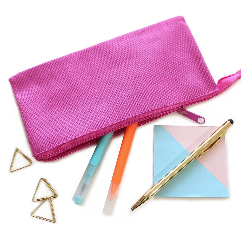 Powell Creative Products Ltd - Wholesale Pencil Case/Pouch - Flat Triple Pocket Pink Pencil Case for Girls Boys & Adults3