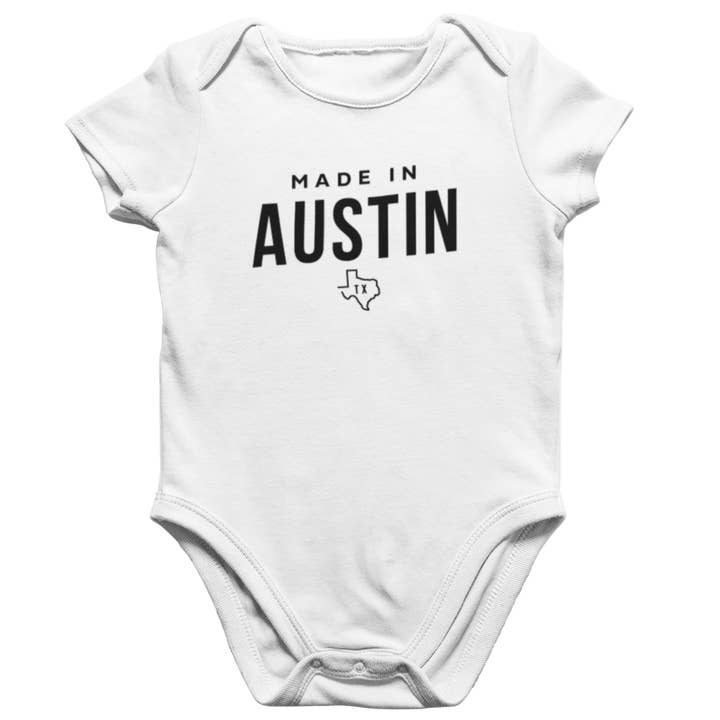 Made in Austin TX Onesie for wholesale by Made in Texas Co.