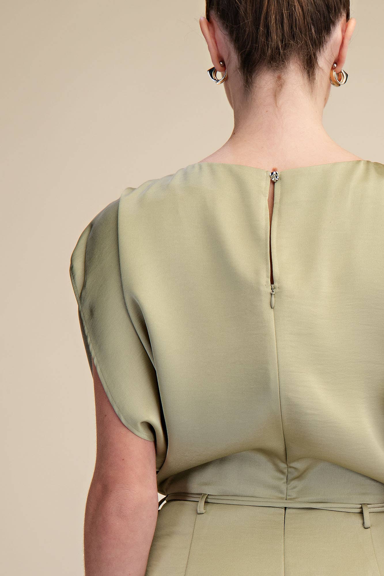 Glam - Wholesale Dress - Women's - Round Neck Waist Tie Back Slit Midi Dress17