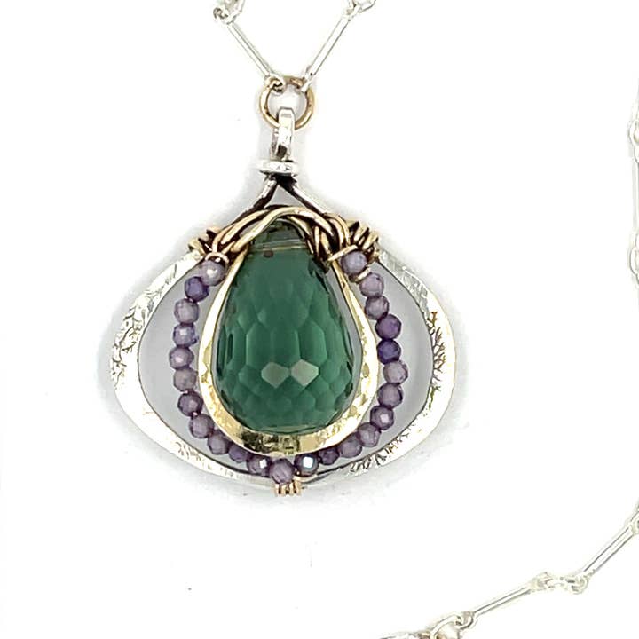 Thistle Flower Amethyst Necklace 83260N for wholesale by Art by any Means Jewelry