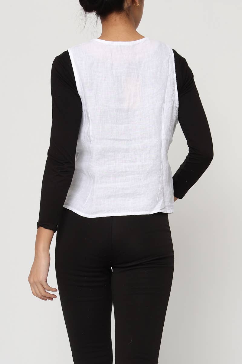 LÉA & LUC - Wholesale Button Down Shirt - Women's - Sleeveless shirt in 100% Linen REF. 514670