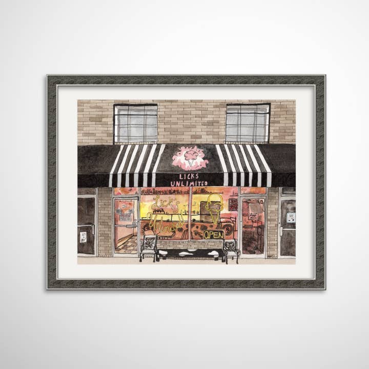 Excelsior Licks Unlimited - Pen and Watercolor Art Print for wholesale by Alyssa Whetstone Art