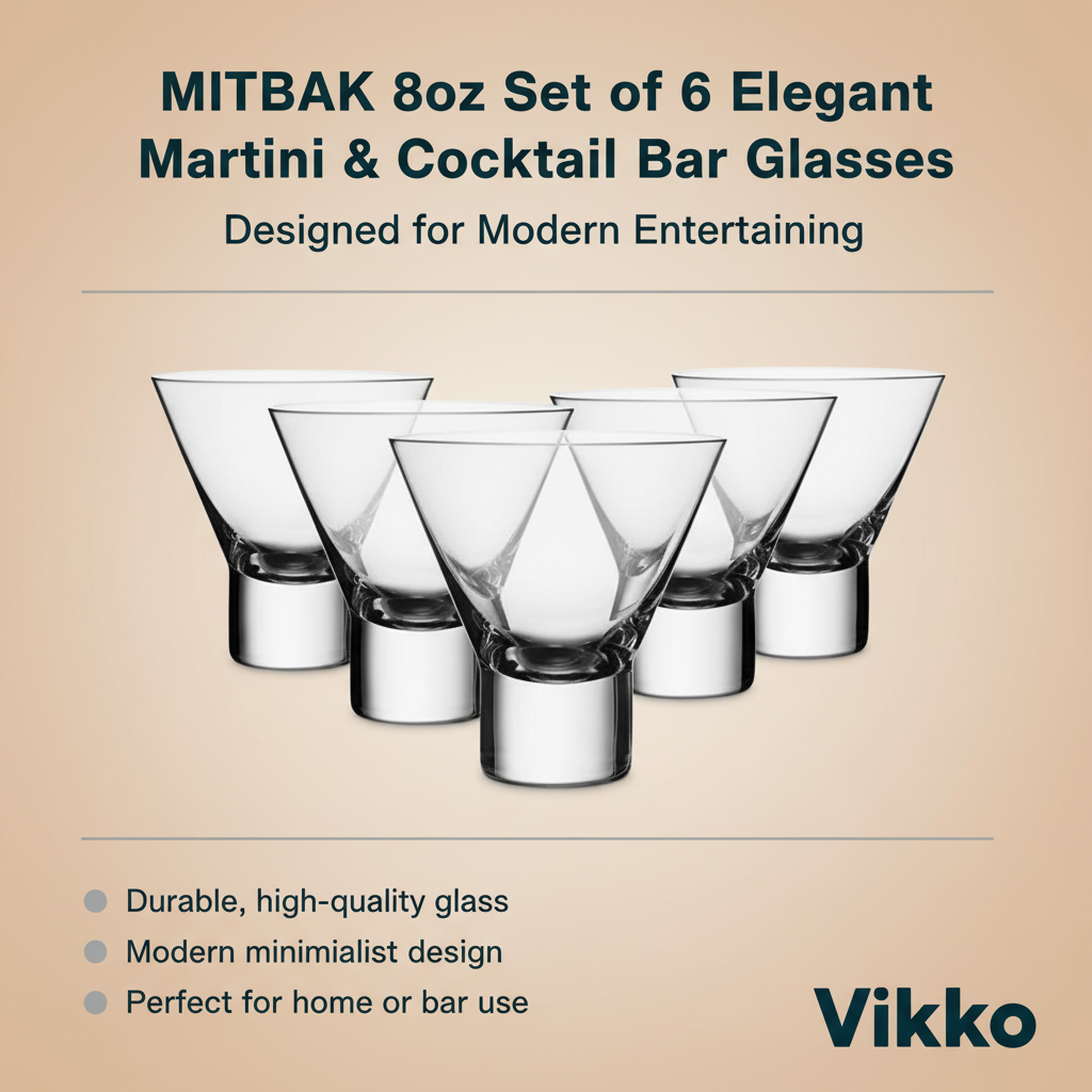 Kadra Kitchenware - Wholesale Cocktail/Liquor Glass - MITBAK 8oz Set of 6 Elegant Martini & Cocktail Bar Glasses3