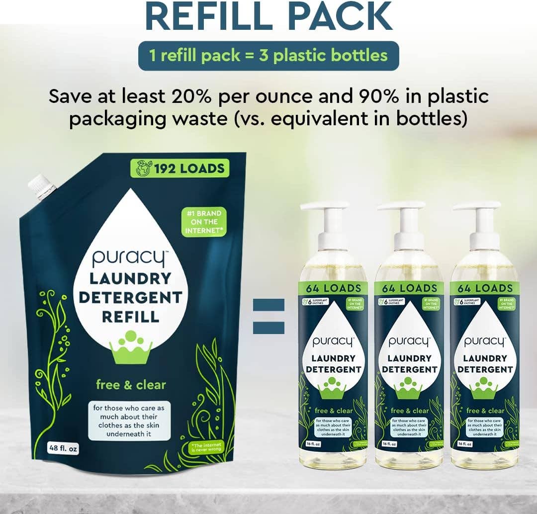 Puracy - Wholesale Laundry Detergent Powder/Pods - Puracy Natural Laundry Detergent 48oz Refill (concentrate)8
