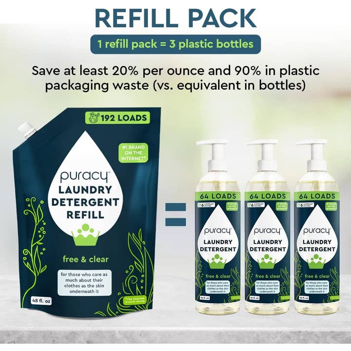 Puracy - Wholesale Laundry Detergent Powder/Pods - Puracy Natural Laundry Detergent 48oz Refill (concentrate)8