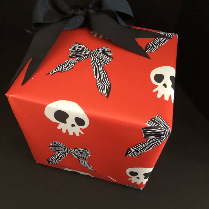 Skelly Paper Co. - Wholesale Flat Wrap - Skull & Bows Wrapping Paper1
