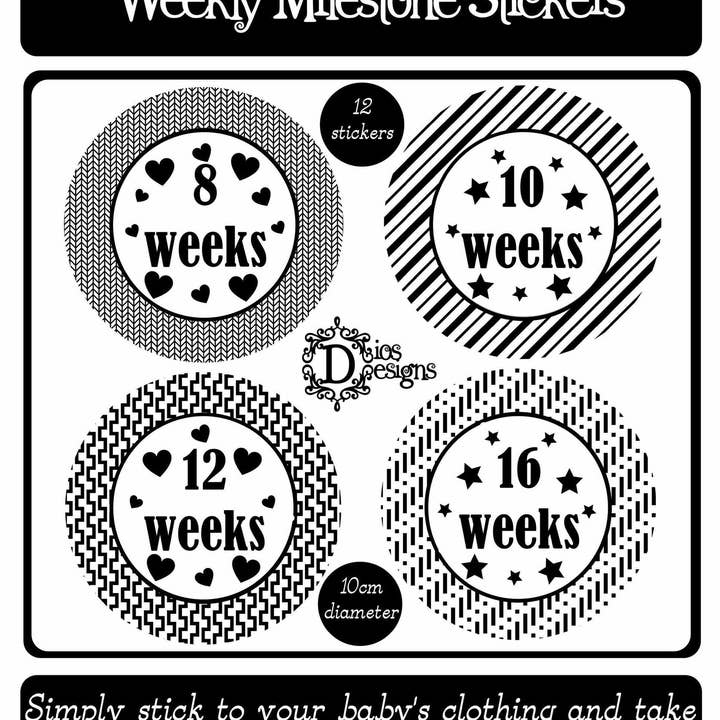 Dios Designs - Venta al por mayor Pegatinas - Niños y bebés - Pegatinas Weekly Journey, monocromáticas5