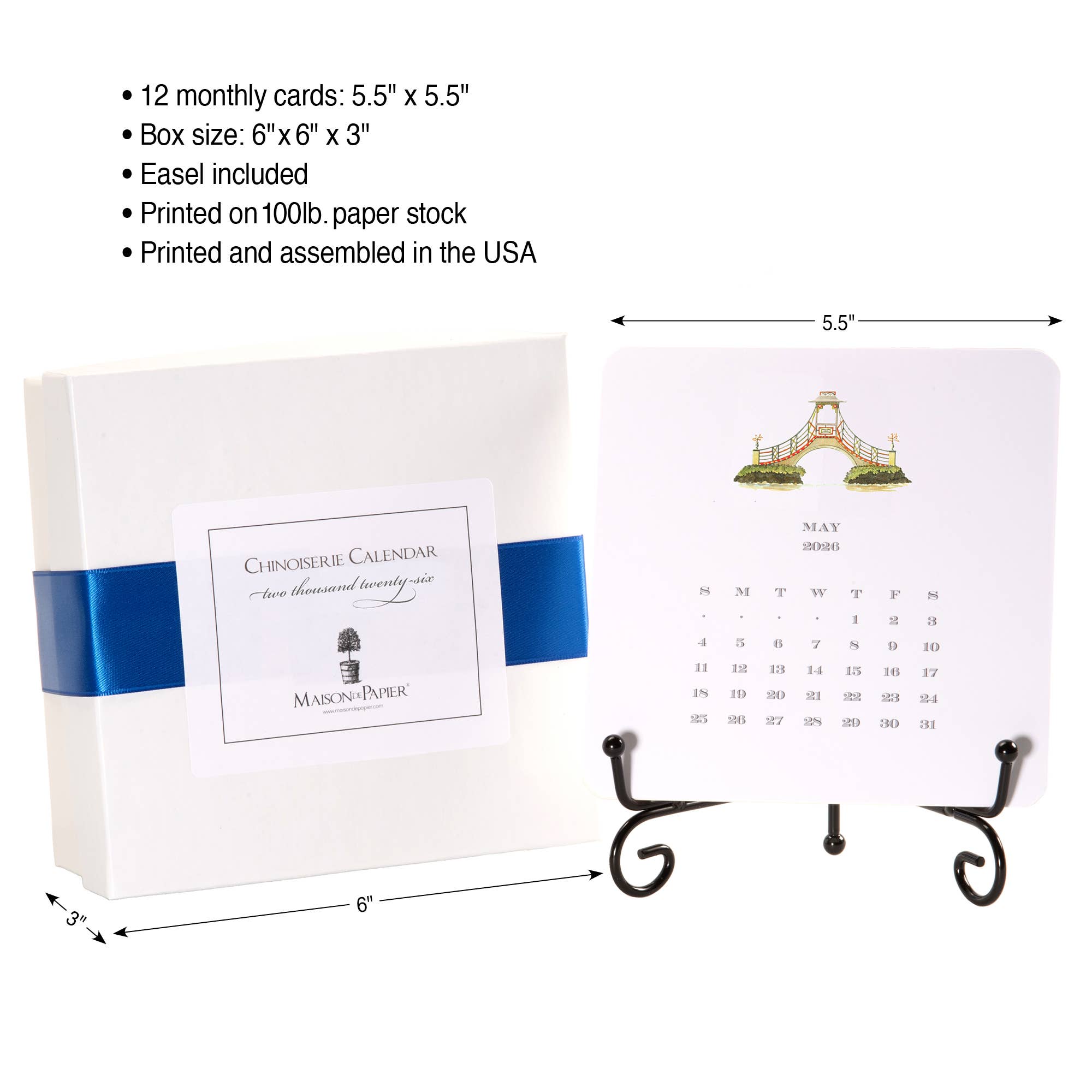 Maison de Papier - Wholesale Calendar - 2026 Chinoiserie Calendar with Easel5