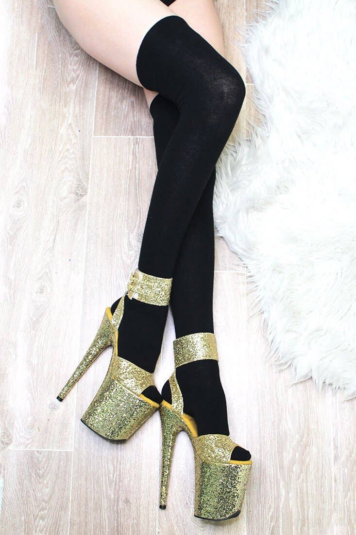 Lunalae - Wholesale Socks - Women's - Black Thigh High Sock2