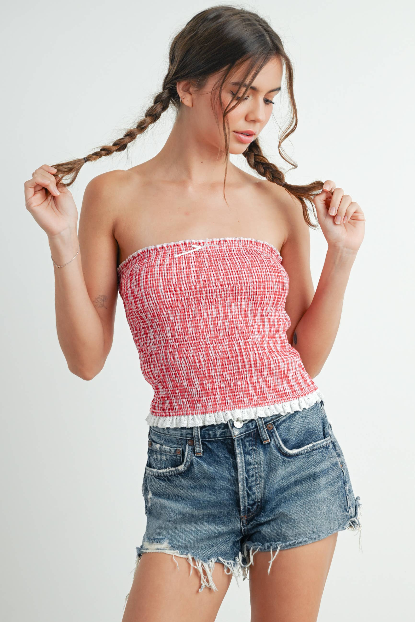 BUTTERMELON - Wholesale Blouse - Women's - Ruffled Tube Top - BMT7682 2