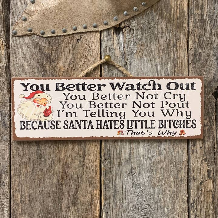 You Better Watch Out - Santa Sign, Christmas Decor for wholesale by North Fork Mercantile