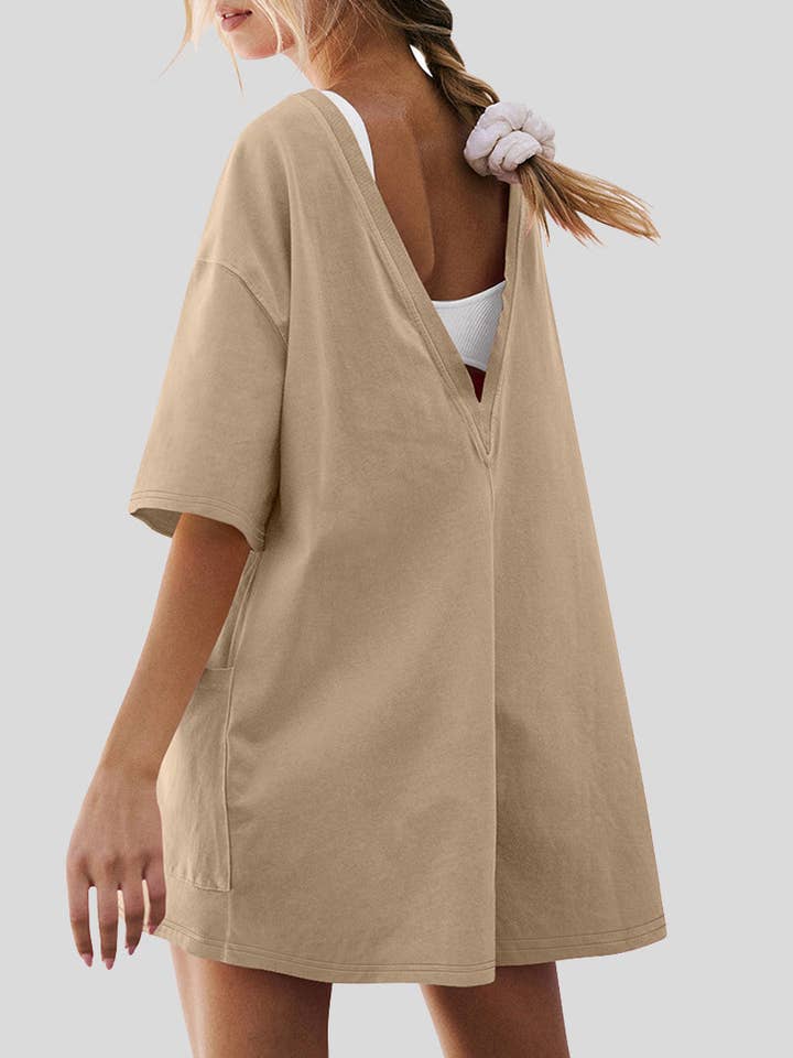 safistyle - Wholesale Romper - Women's - Short Sleeve Backless V-Neck Loose Romper