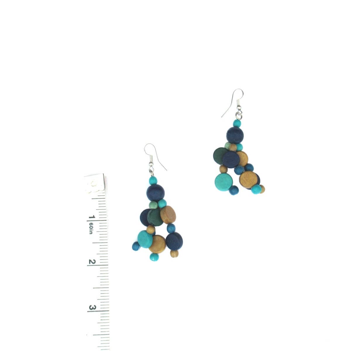 Katie and Company - Wholesale Dangle Earrings - Livia blue and green wood bead earrings1