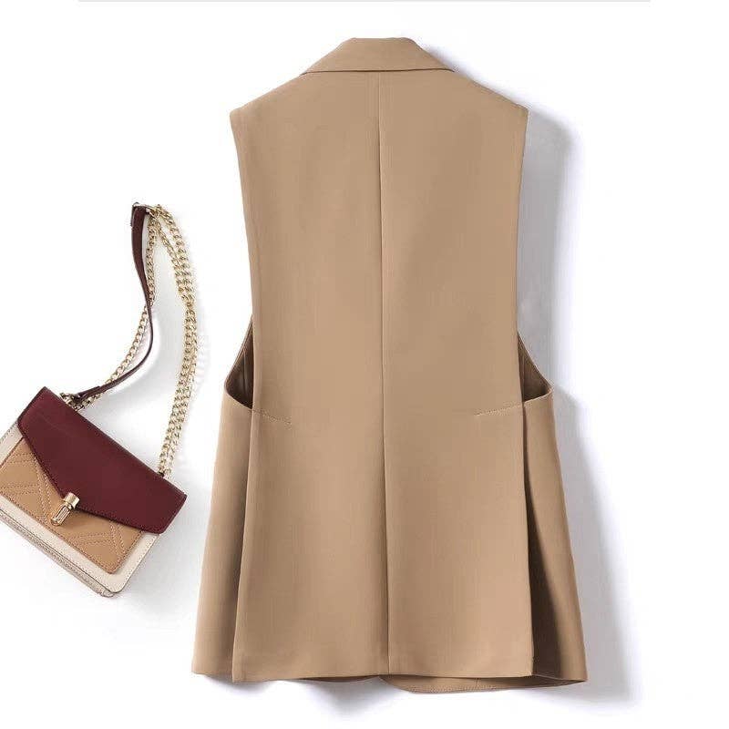 UZ Wholesale Store - Wholesale Suit Vest - Women's - Solid Color Single-Breasted Suit Vest Coat3