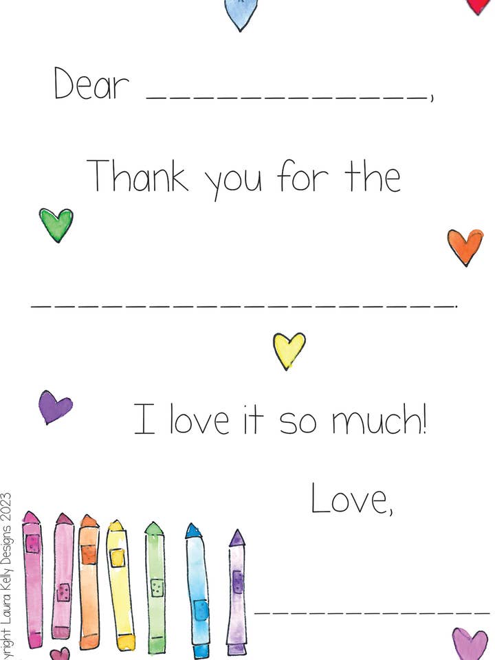 Dankesschreiben - Buntstifte für den Großhandel von Laura Kelly Stickers