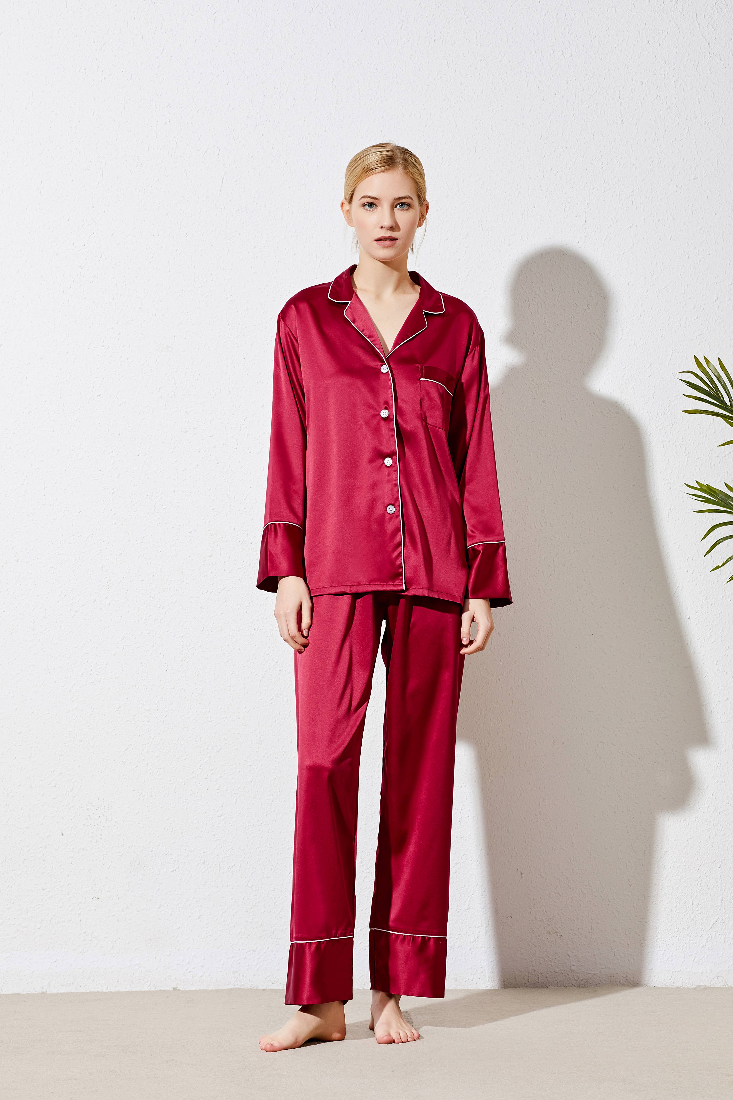 Mackleys – wholesale Sleepwear set – Women's – PREORDER Plain Long Sleeve and Pants PJ Set3