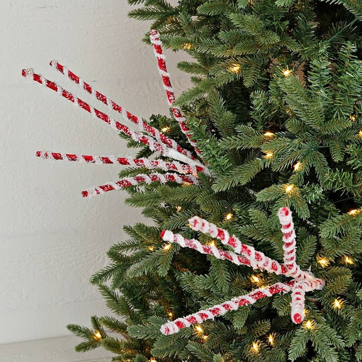Impressive Enterprises, Inc. - Wholesale Christmas Decoration - ISB79706- 24in Velvet PepperMint Stem Bush-Red white