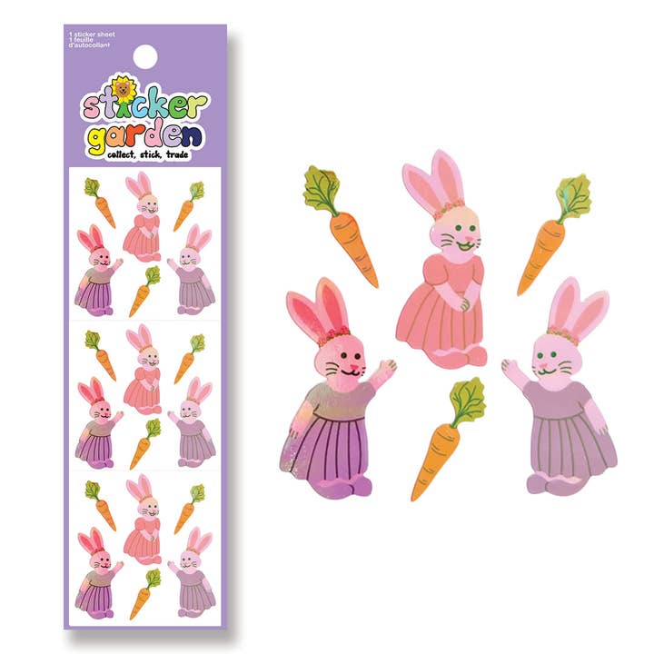 Jewel Bunnies Spring 2026 Sticker Sheet for Kids for wholesale by Sticker Garden