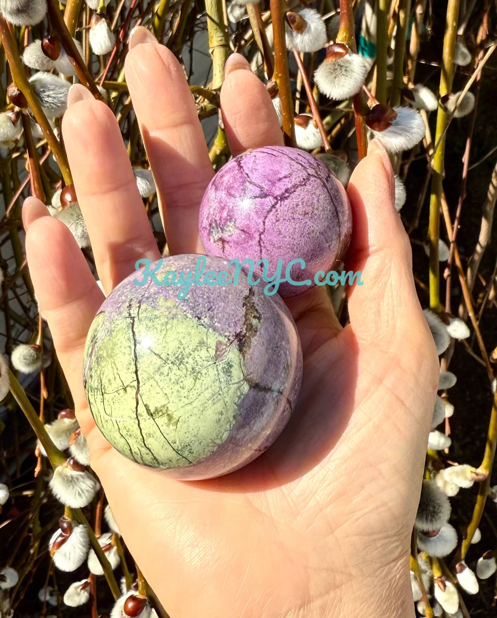 KayleeNYC - Wholesale Spiritual stone/crystal - 3-4 PCs Natural Atlantisite Stichtite Spheres Crystals6