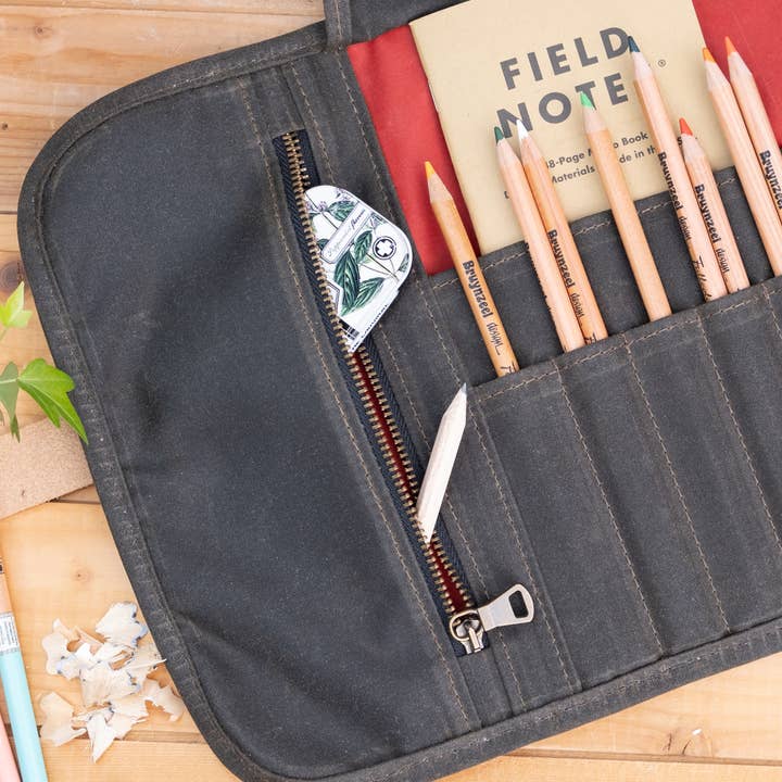 Grande estojo enrolável em lona encerada para artistas por atacado de Maiook