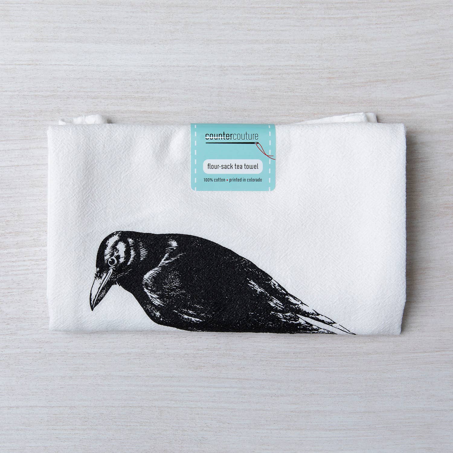 Counter Couture - Wholesale Tea Towel - Crow Tea Towel | Screen Print | Hanging Loop1
