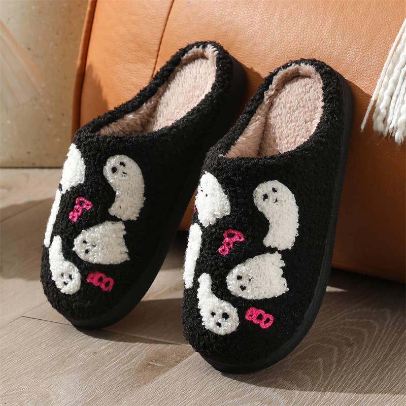 Comely Fashion – wholesale Slippers – Women's – Cute Ghost Plush Halloween Home Slippers  1
