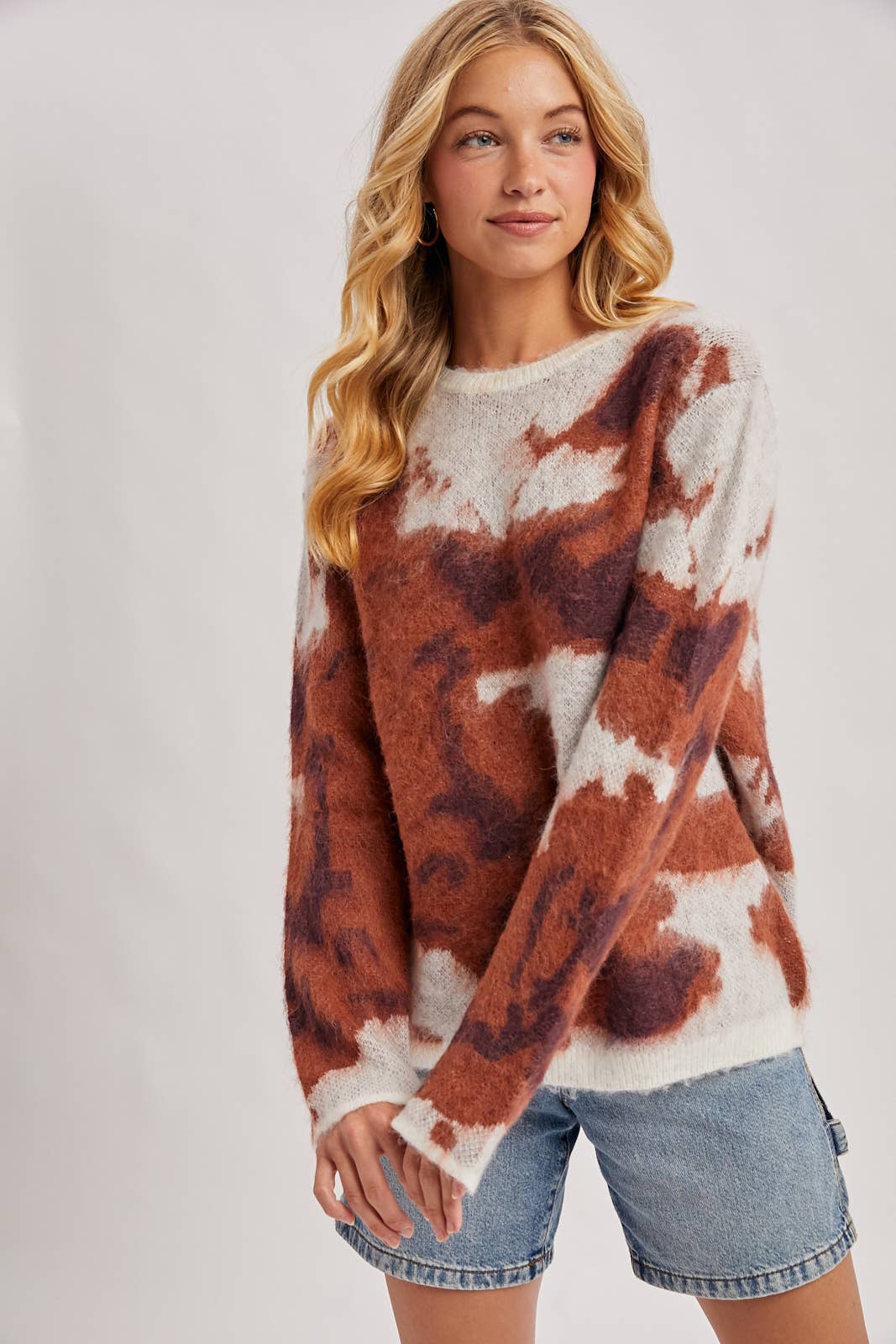Peace Love Line - Wholesale Knit Sweater - Women's - PL9026 - TIE-DYE FUZZY KNIT SWEATER PULLOVER1
