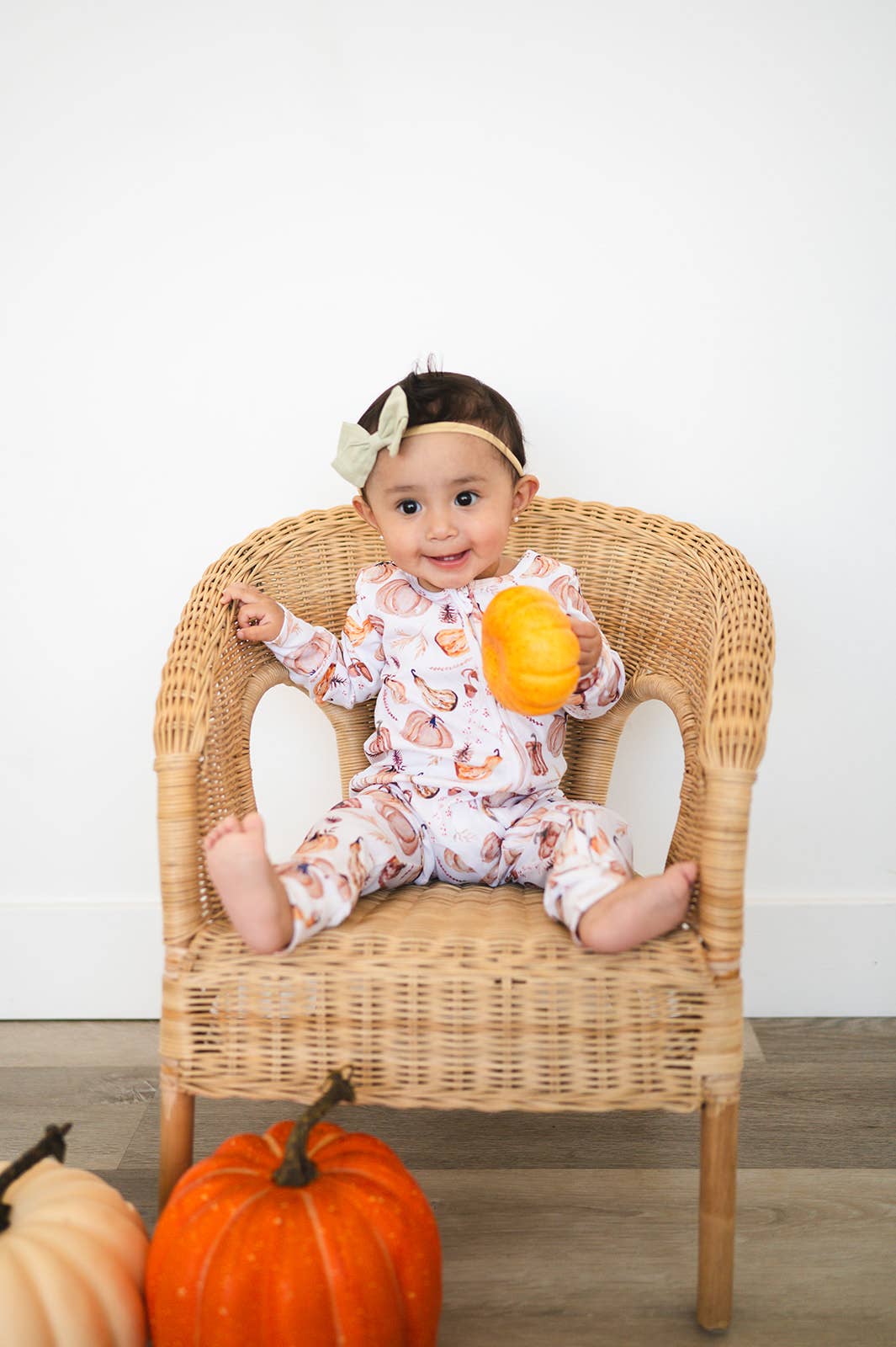 Gaia Baby Goods - Venta al por mayor Pijama - Bebé - Pijama de algodón orgánico para bebés y niños pequeños con estampado de calabaza4