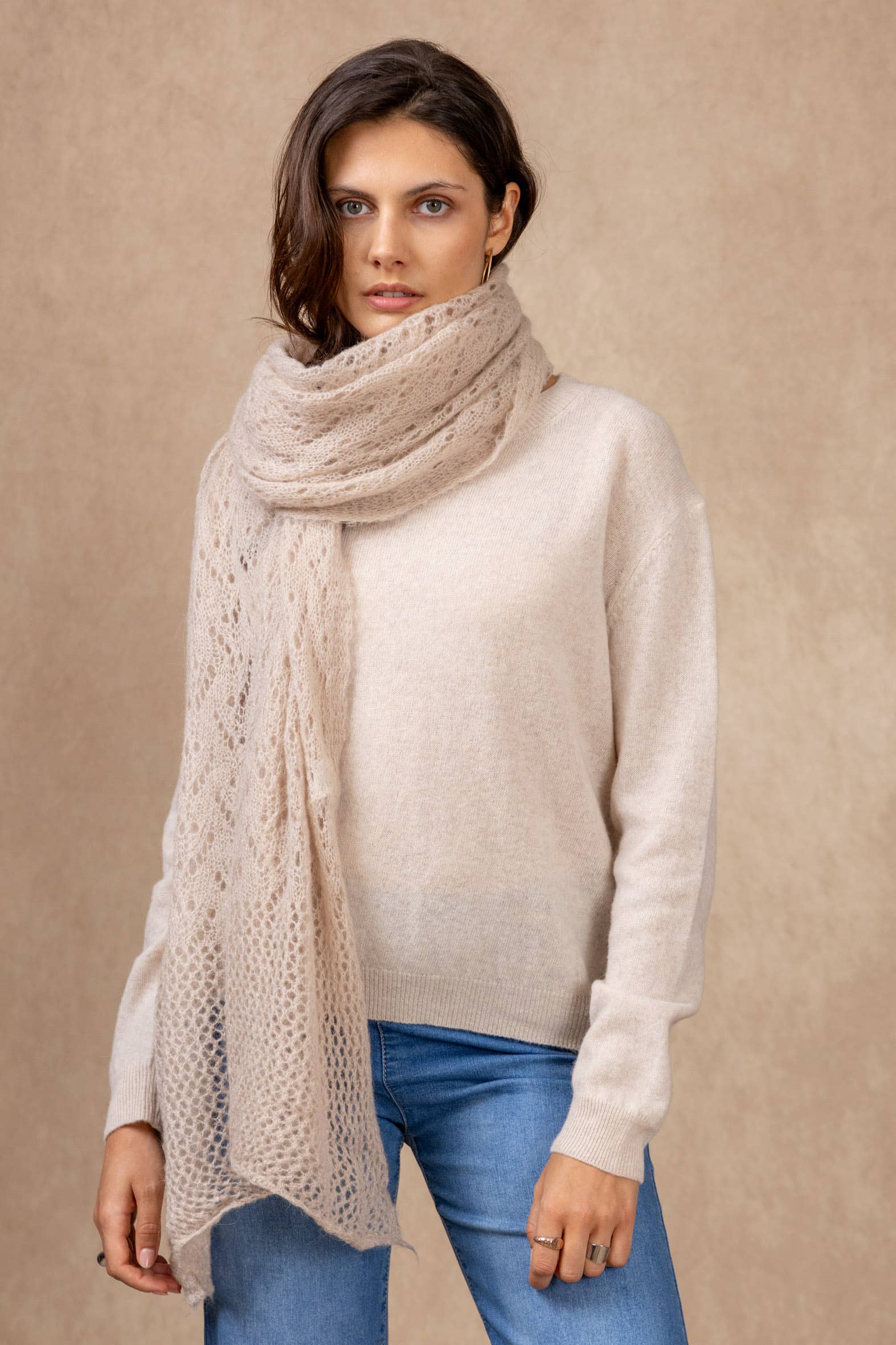 NAÏS PARIS - Wholesale Scarf - Women's - OPENWORK MOHAIR WOOL SHAWL36