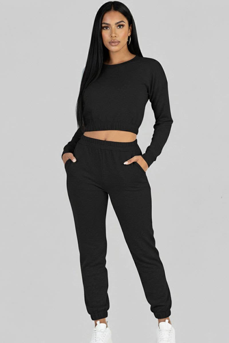 CAPELLA APPAREL - Wholesale Lounge Set - Women's - French Terry Elastic Waist Pullover & Joggers Set0