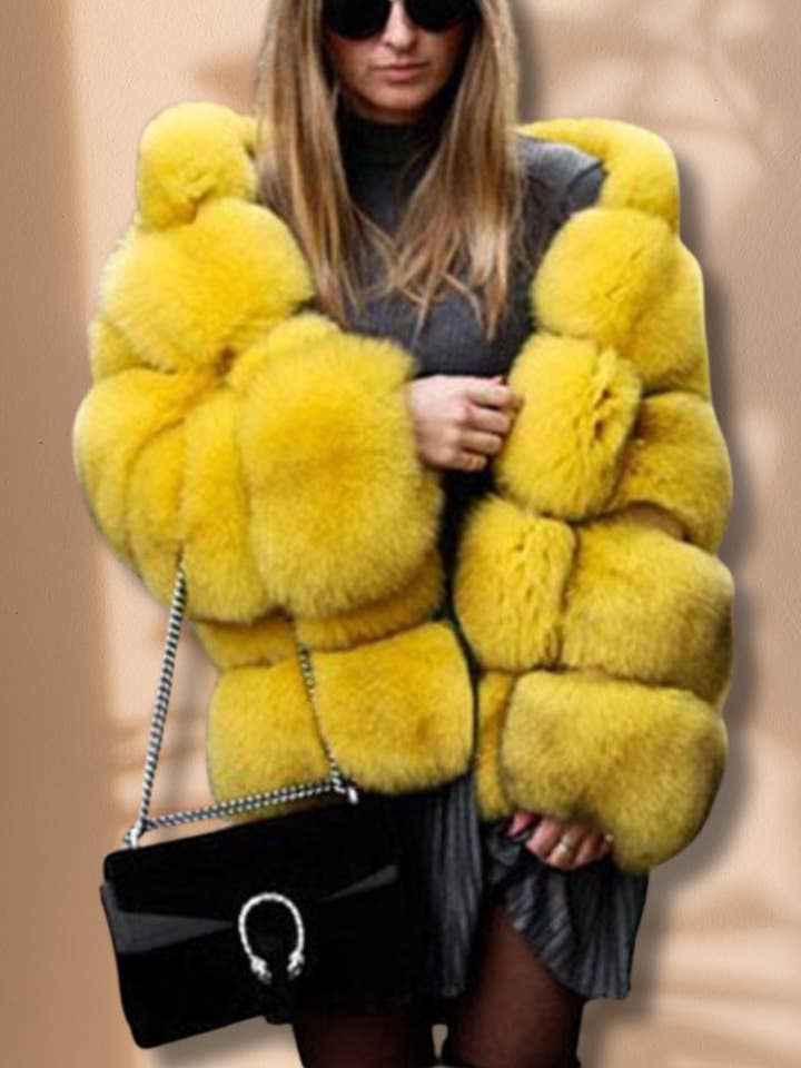 Hooded cropped faux fur coat jacket for wholesale by U R My Sunshine