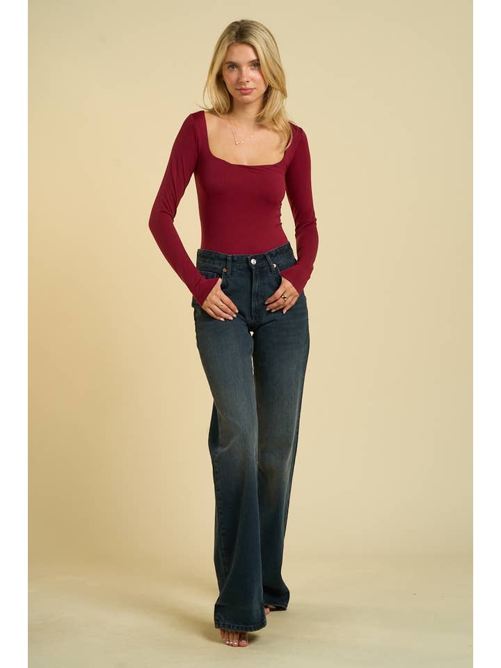 ANWND - Wholesale Bodysuit - Women's - 53718 - SQUARE NECK LONG SLEEVES SEAMLESS BODYSUIT 25