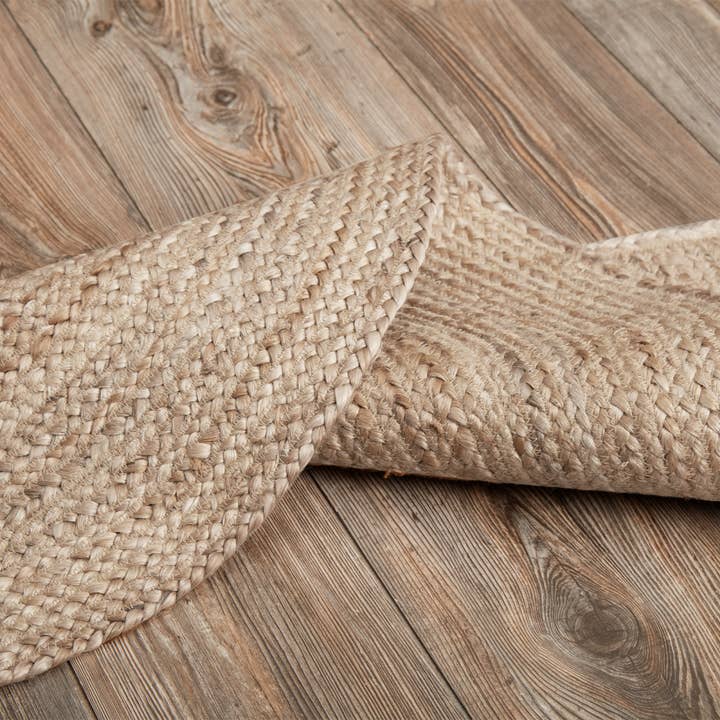 VHC Brands - Wholesale Door Mat - Natural Jute Rug Half Circle 16.5x33