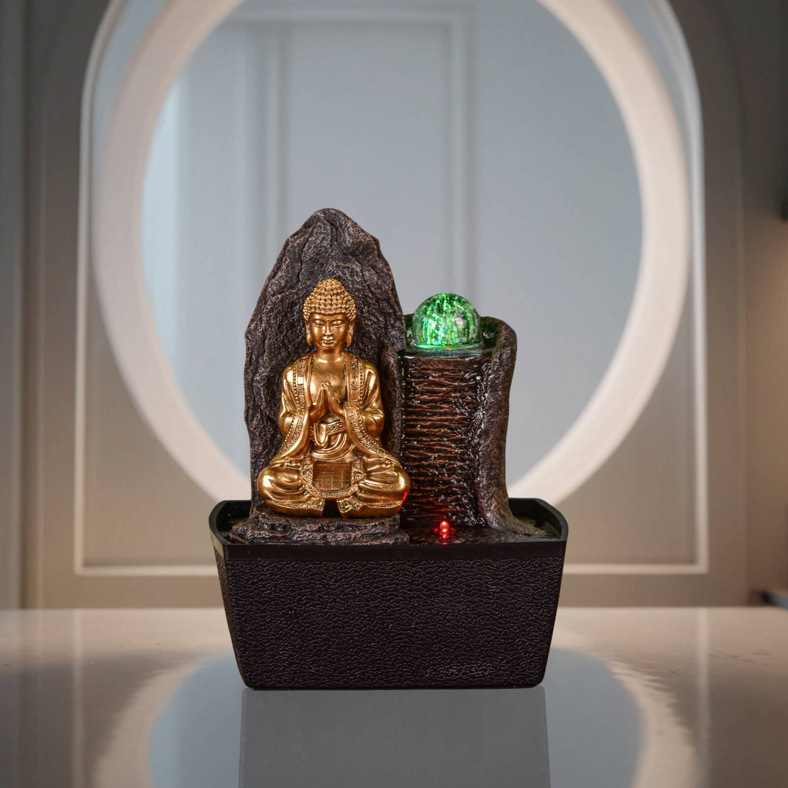 Zen'Arôme - Wholesale Decorative Tabletop Object - Haka Indoor Fountain - Removable Buddha Statuette0