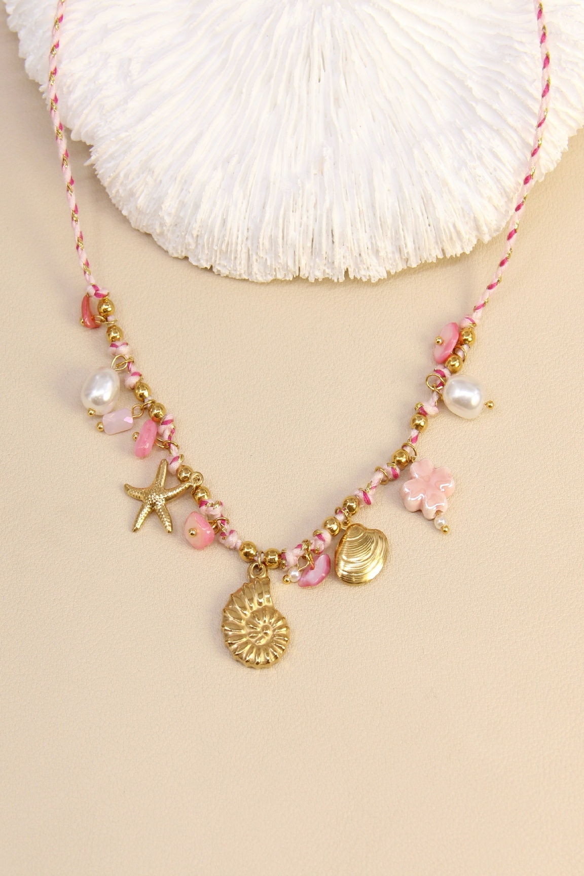 BELLISSIMA BIJOUX - Wholesale Pendant/Charm Necklace - Pink Shell Necklace – Mother-of-Pearl, Stainless Steel2