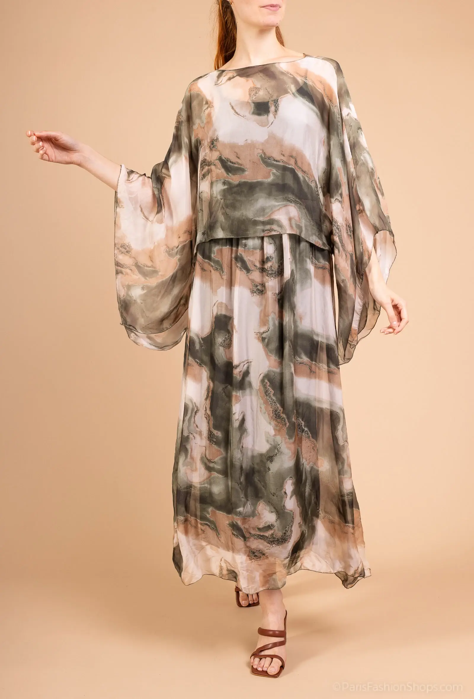 Shyloh - Wholesale Dress - Women's - 2-in-1 printed silk dress 304681