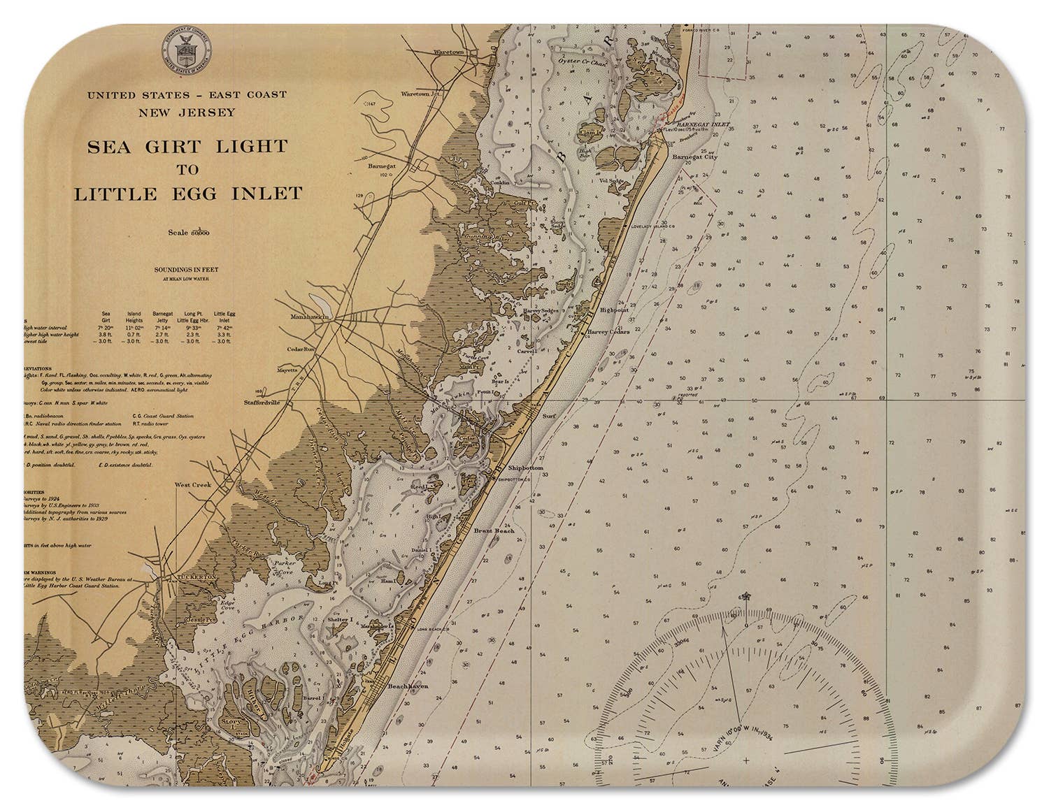 Trays4Us - Wholesale Serving Tray - Custom Vintage Nautical Map Decorative Tray- Any US Location6