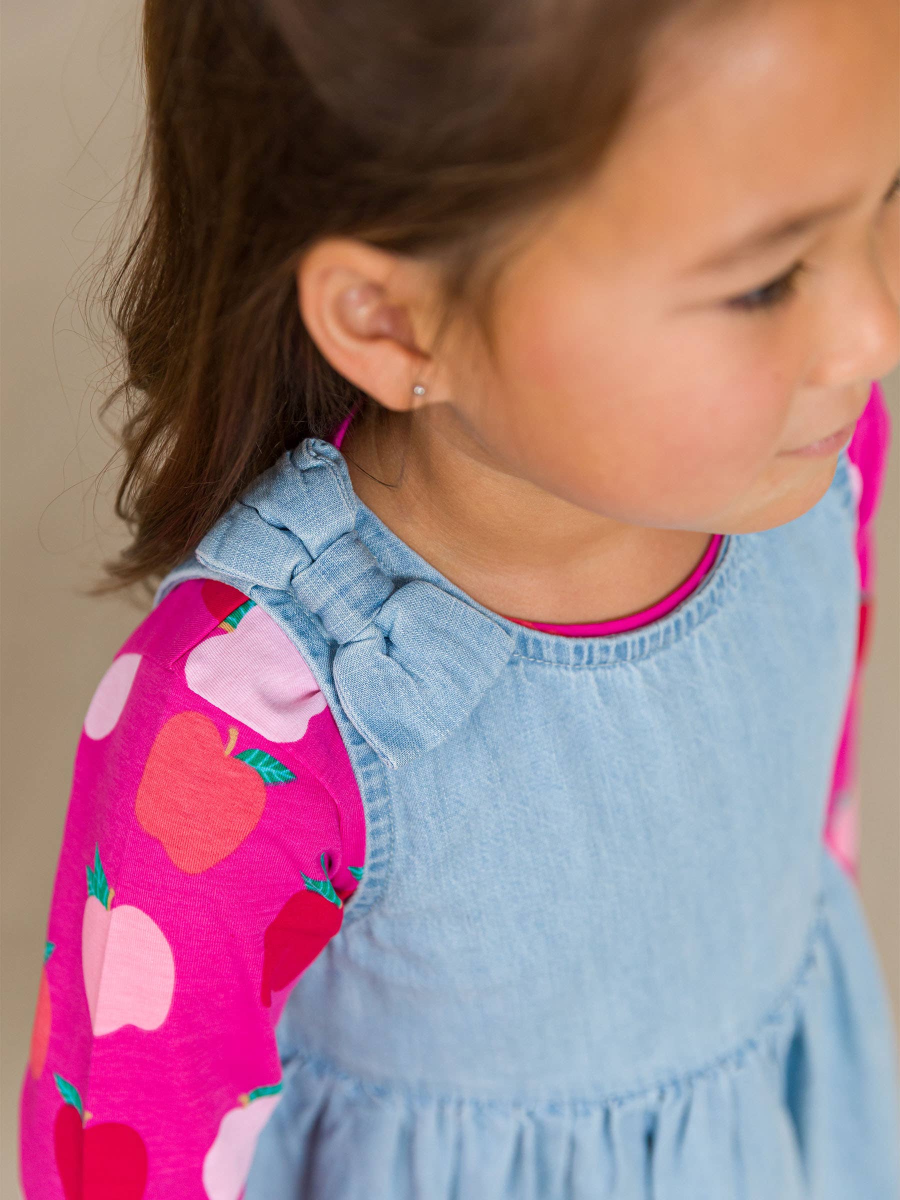 Pink Girls Apple of My Eye Knit Long Sleeve Ruffle Sleeve Top for wholesale on Faire5