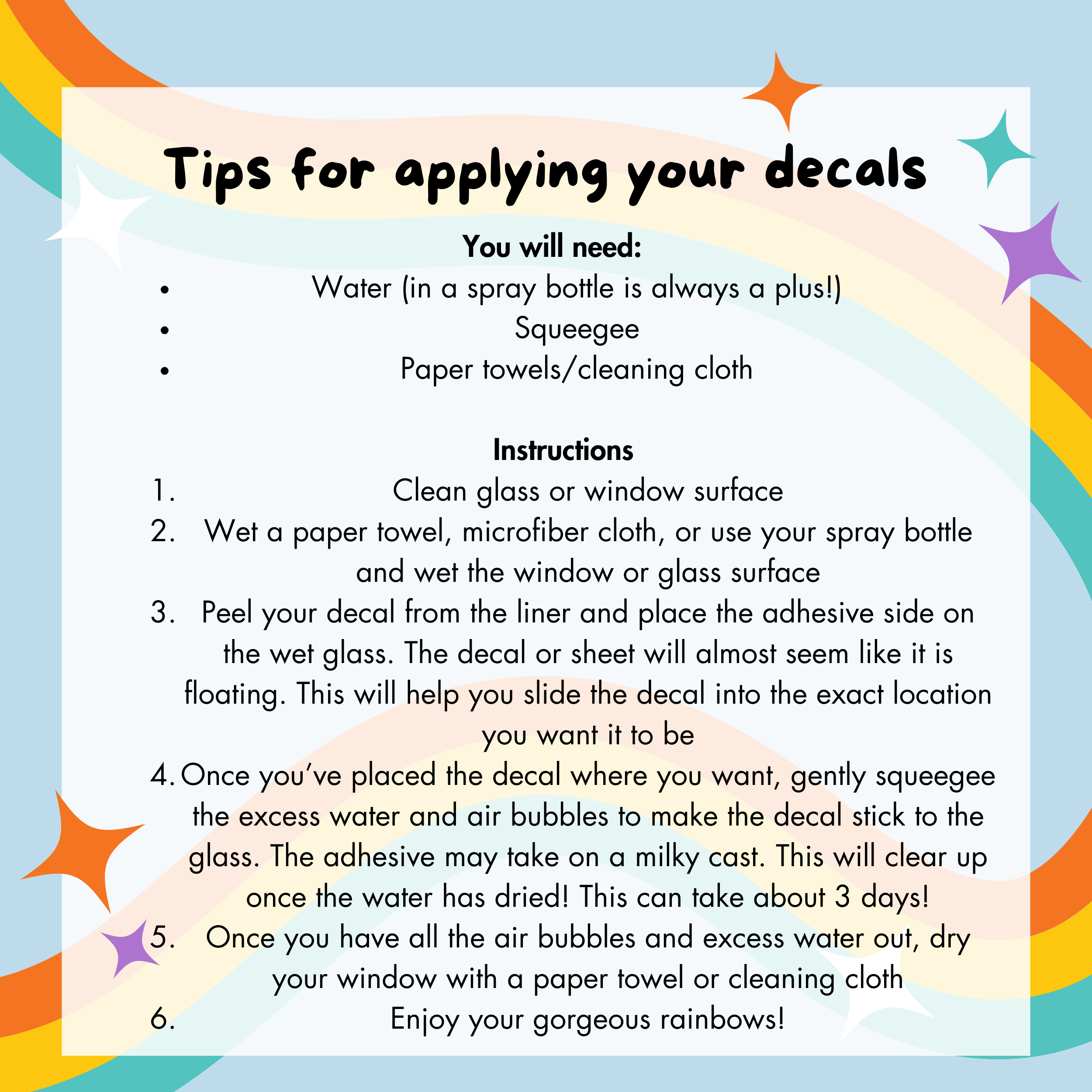 Meg-chan Doodles – wholesale Suncatcher – Rainbow Suncatcher | Sun and Moon | Holographic Sticker 7