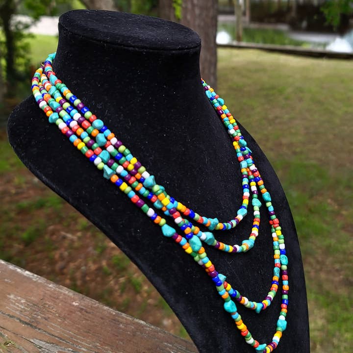 Horse Spirit Studio - Wholesale Beaded/Pearl Necklace - Set- 4 Native American made Turquoise, glass bead necklaces4