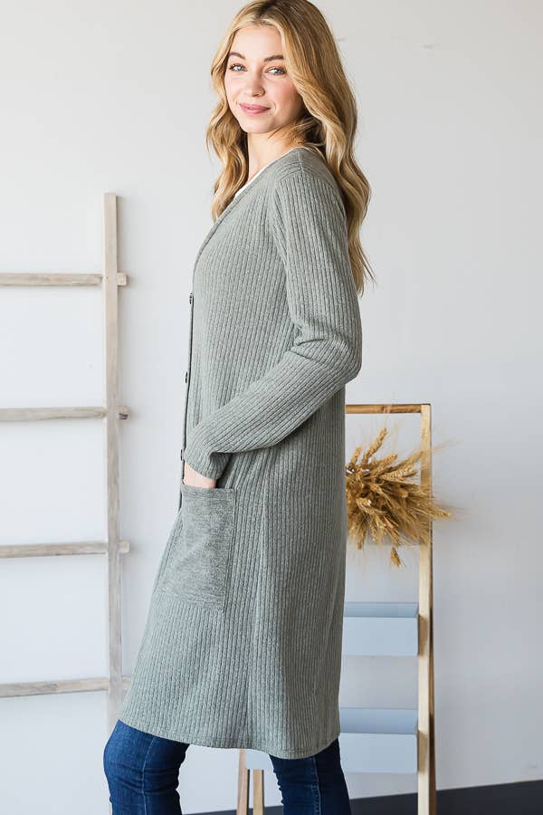 Pink Irene Wholesale - Vendita all'ingrosso Cardigan - Donna - CARDIGAN A COSTE TINTA UNITA CON TASCA A TINTA UNITA10